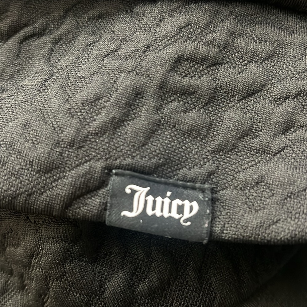 Juicy Couture jacquard quilted crop pullover black medium cowl neck thumb holes - Picture 6 of 8